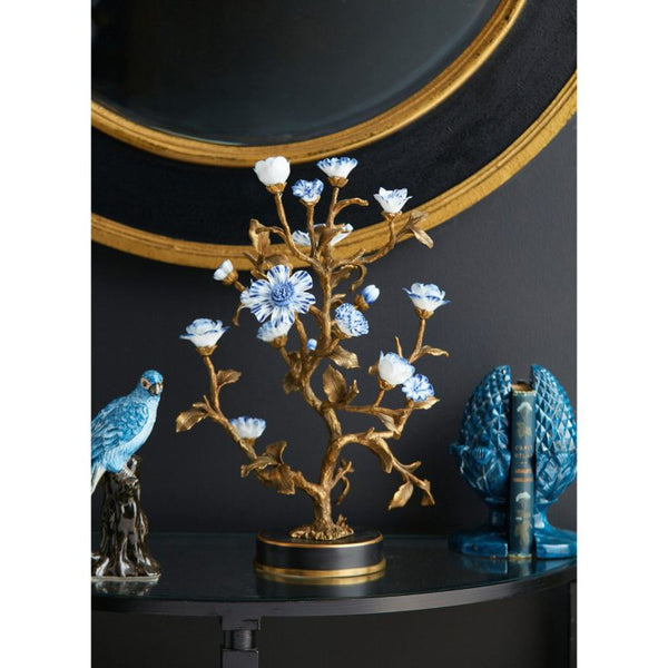 Bronze Deco Tree with Blue Flowers