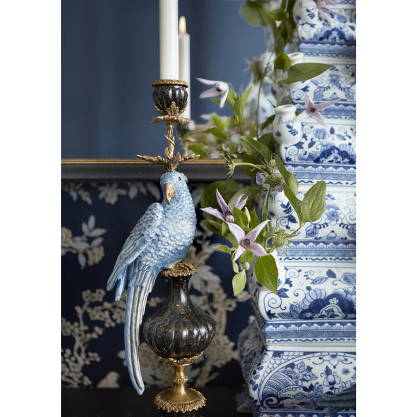 Blue Parrots Candleholder