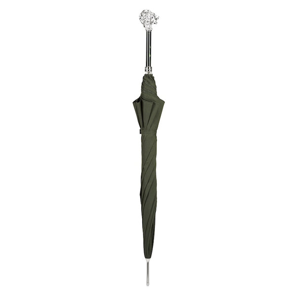 Green Umbrella with Silver Lion Handle