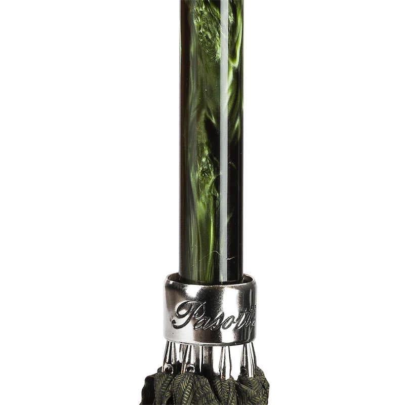 Green Umbrella with Silver Lion Handle