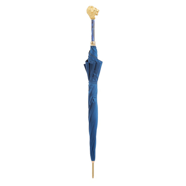 Blue Umbrella with Gold Lion Handle