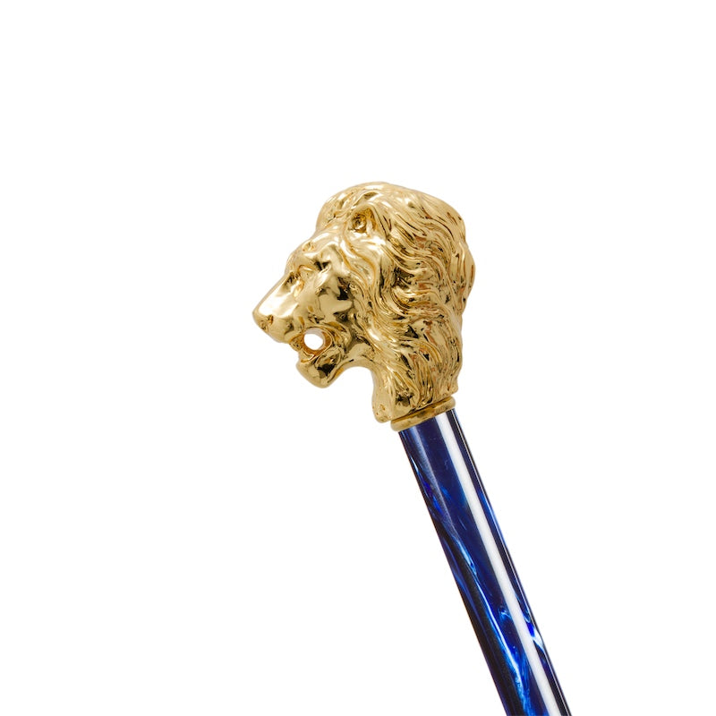 Blue Umbrella with Gold Lion Handle