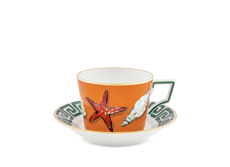 IL Viaggio Di Nettuno Rock Orange, Set of Two Tea Cups & Saucers