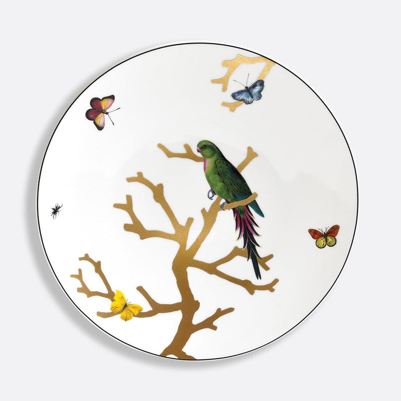 Aux Oiseaux Perruche Vert Coupe Plate 26cm