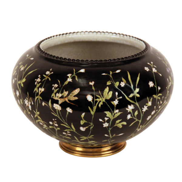 Planter, Round Black with Mini Design