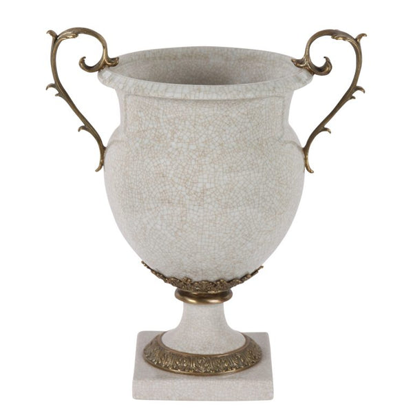 Vase on Base, Square with Bronze Handles