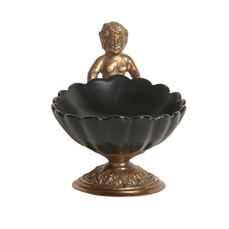 Bowl, Shell Shape with Bronze Angel Accents