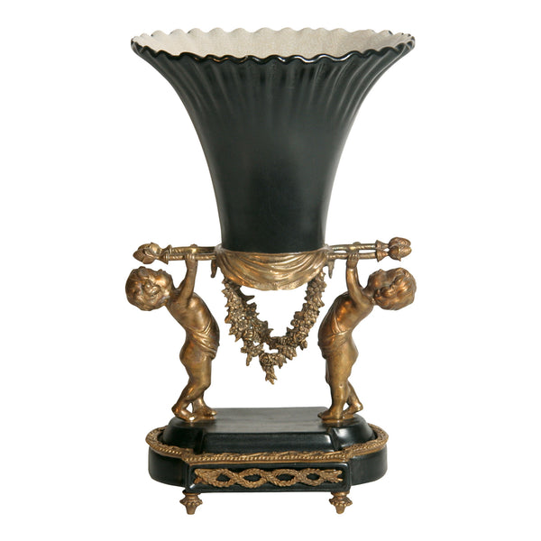 Vase with Scallop Edge and Bronze Angels