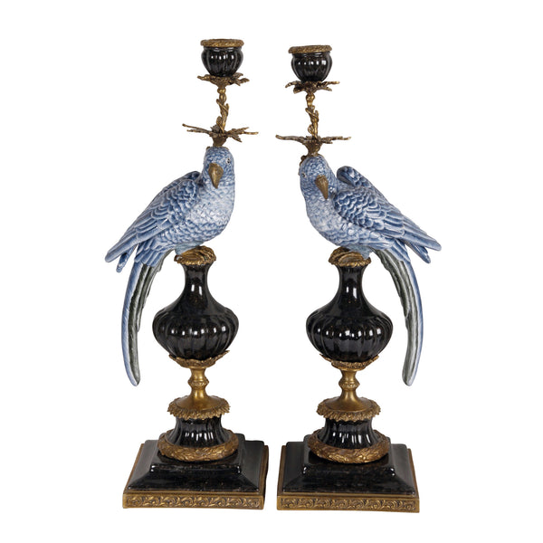 Blue Parrots Candleholder