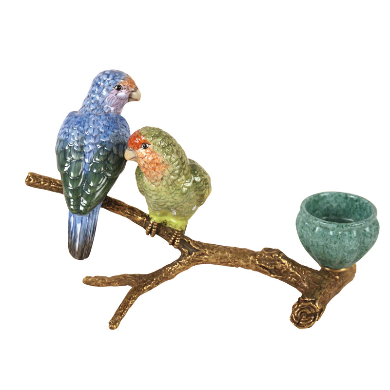 Parrots on Twig Candleholder