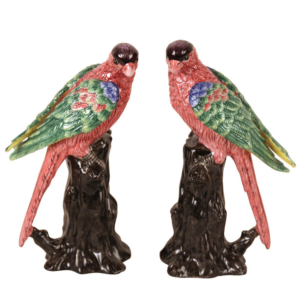 Figurine - Parrots in Red and Green