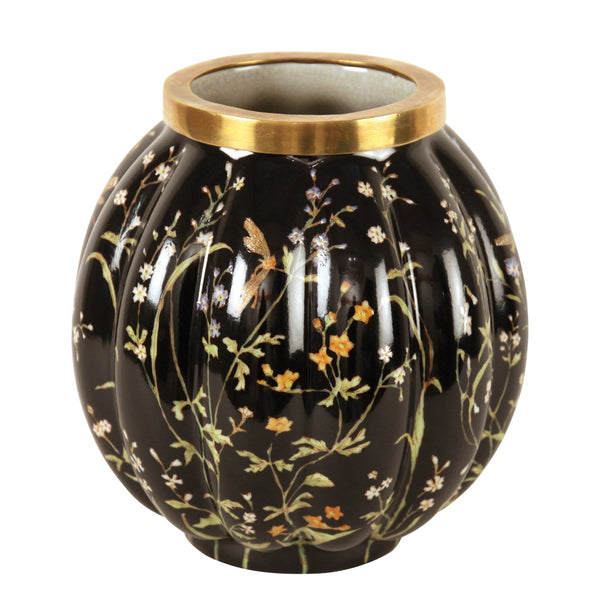 Vase, Round with Brass Rim