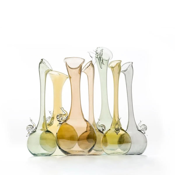 Handcrafted Glass Colored Calla Vase Grey