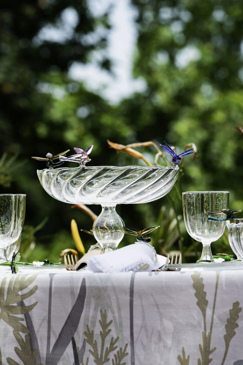 Ali in Volo Glass Fruit Platter with Dragonflies