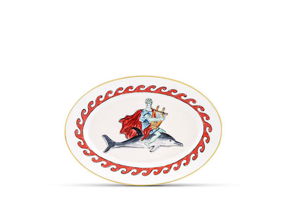 IL Viaggio Di Nettuno Oval Platter-Dolphin White