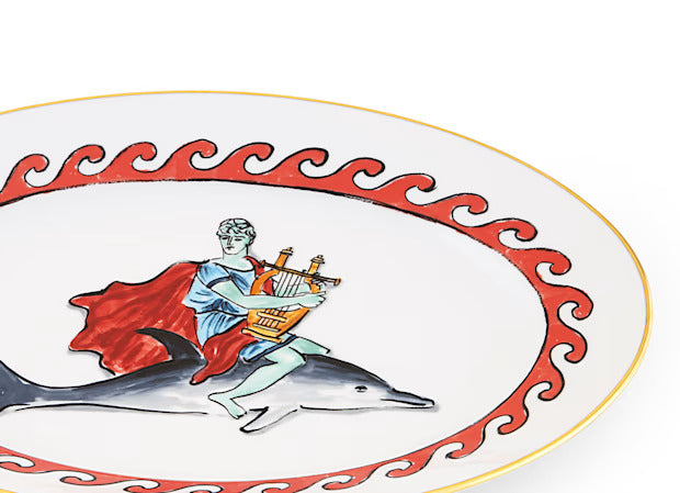 IL Viaggio Di Nettuno Oval Platter-Dolphin White