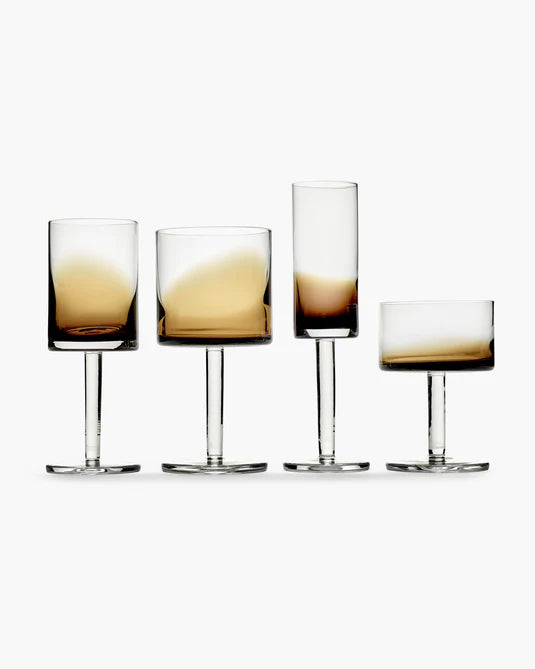 White Wine Glass Amber Zuma Set of Four