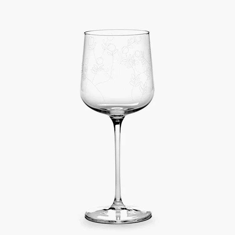 White Wine Glass Midnight Flower Set of Four