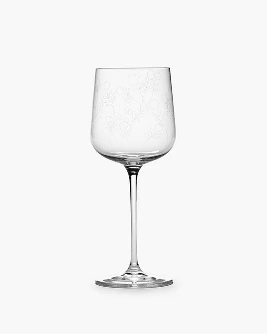 White Wine Glass Midnight Flower Set of Four