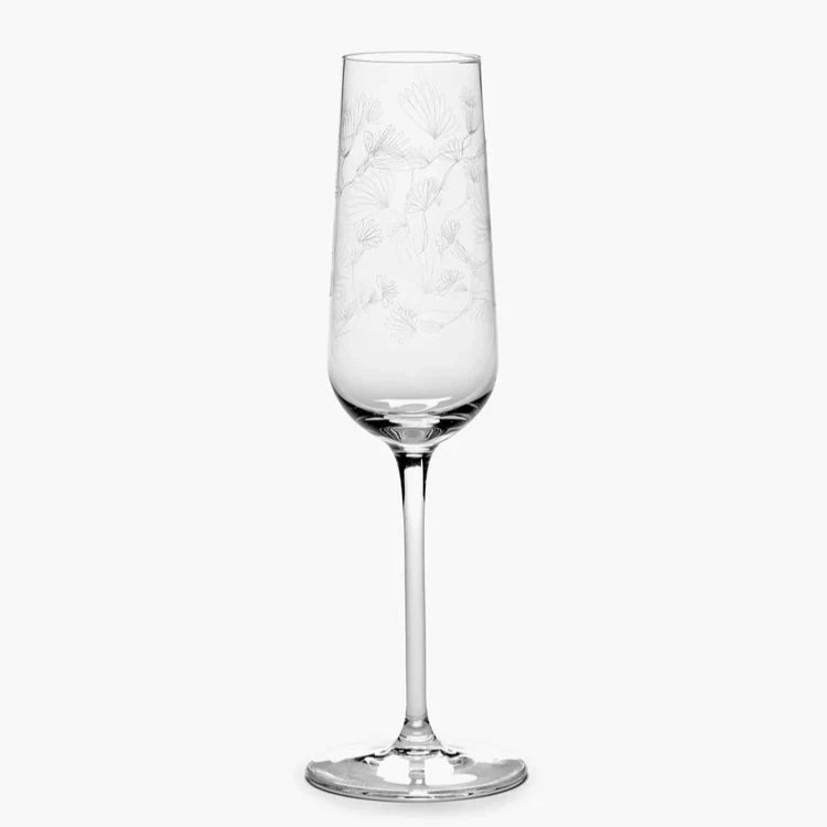 Champagne Flute Midnight Flower Set of Four