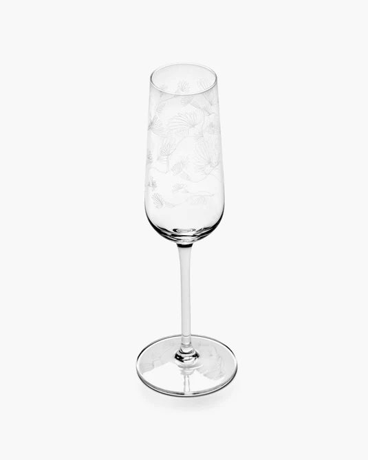 Champagne Flute Midnight Flower Set of Four