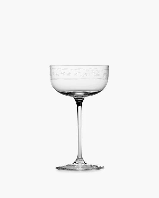 Champagne Coupe Midnight Flower Set of Four