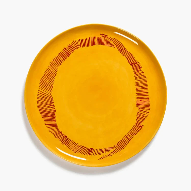 Serving plate Yellow Red Stripes Feast