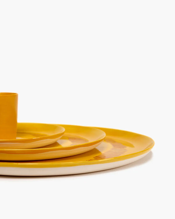 Serving plate Yellow Red Stripes Feast