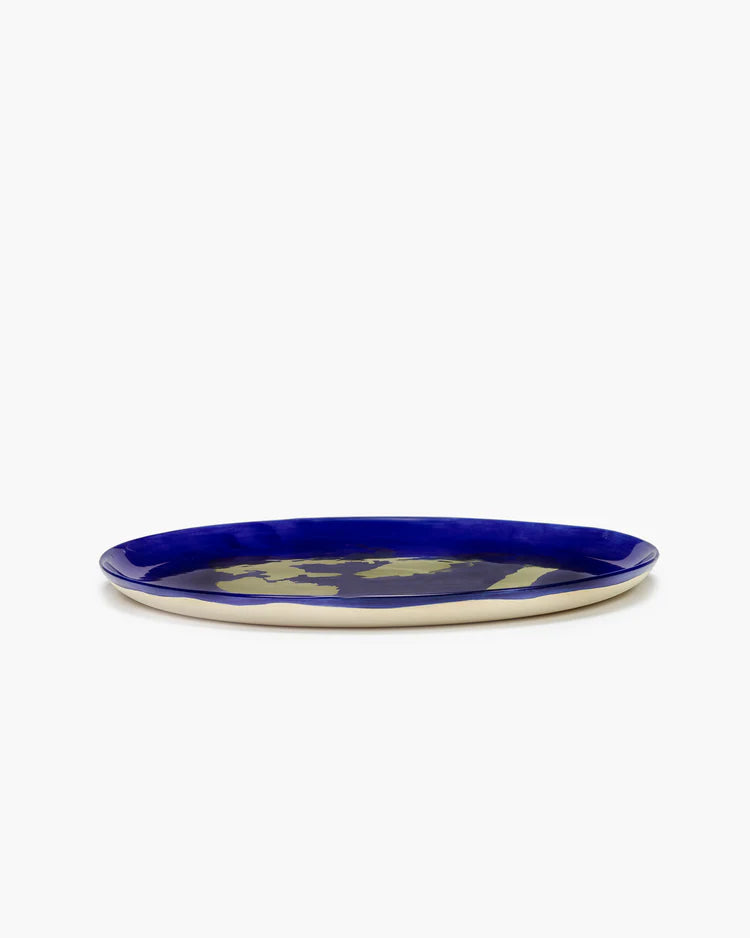 Serving Plate Blue Golden Pepper Feast