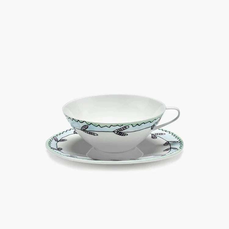 Midnight Flowers Tea cup and Saucer Blossom milk