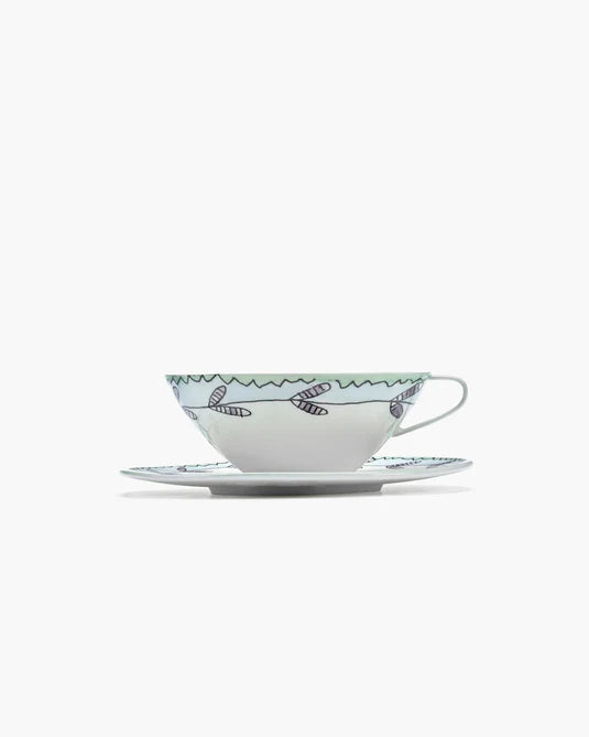 Midnight Flowers Tea cup and Saucer Blossom milk