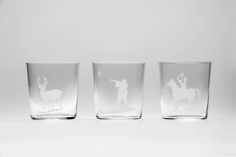 Set of 6 Engraved Hunt glasses