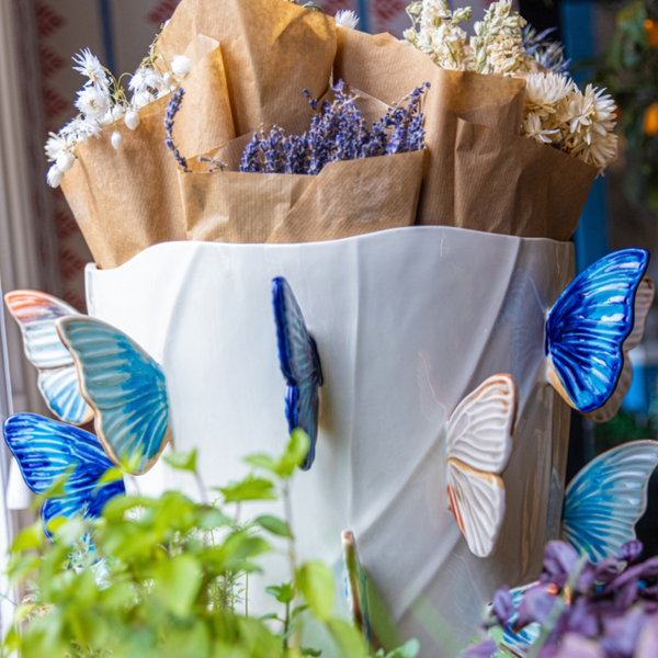 Cloudy Butterflies Vase 29.5cm