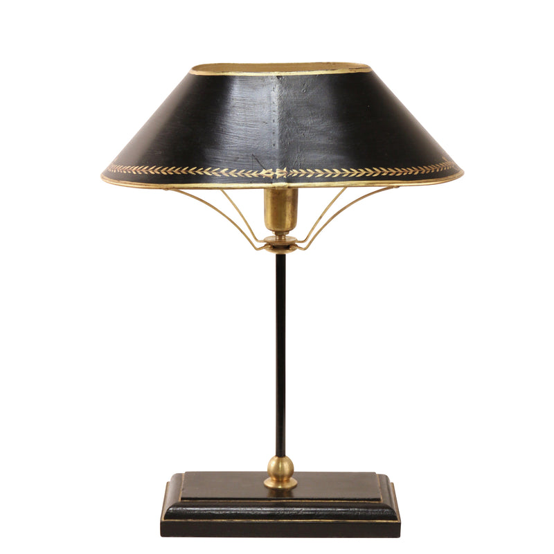 Lamp with Black Shade and Gold Border