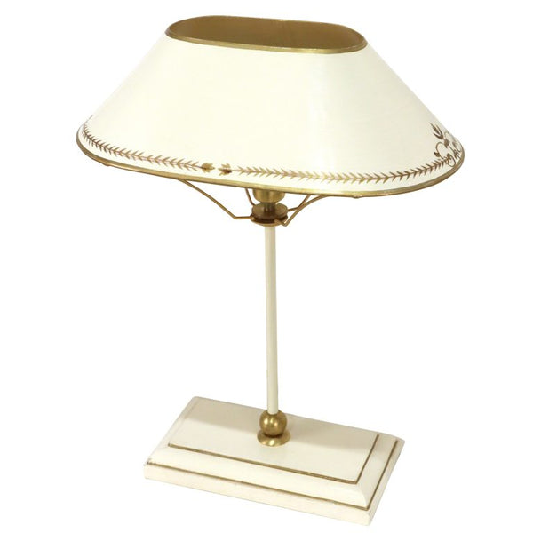 Lamp with Cream Shade and Gold Border