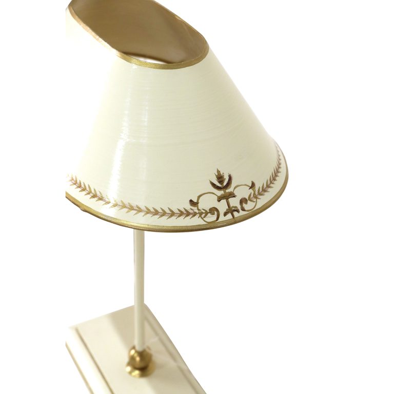 Lamp with Cream Shade and Gold Border