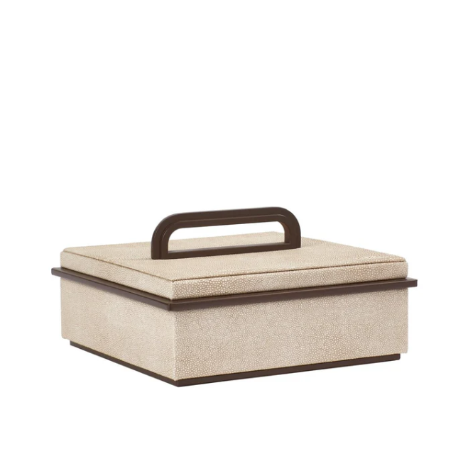 Small Ecru Faux Shagreen Box