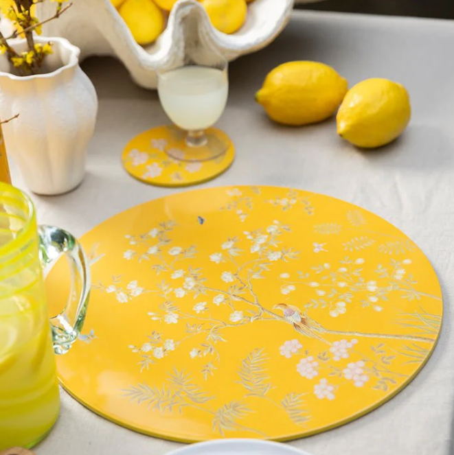 Yellow Chinoiserie Placemats - Set of 4