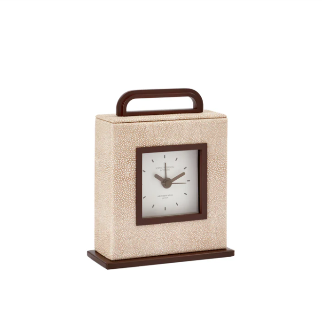 Ecru Faux Shagreen Carriage Clock