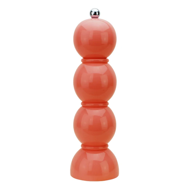 Coral Pink Bobbin Salt or Pepper Mill