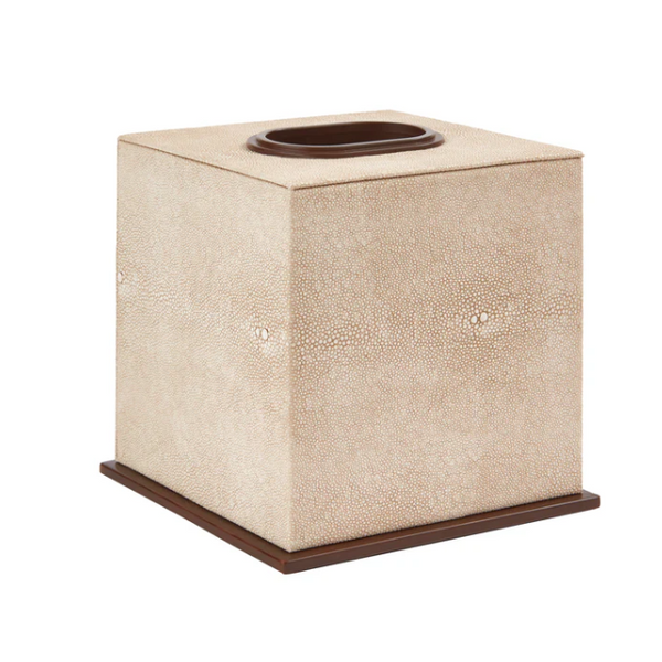 Ecru Faux Shagreen Tissue Box