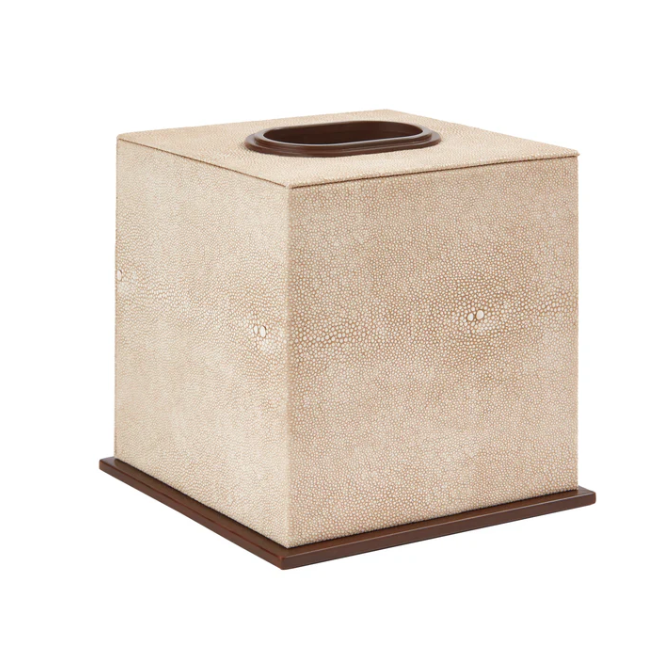 Ecru Faux Shagreen Tissue Box