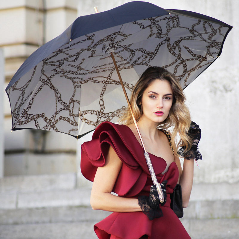 Black Umbrella with Chains Printed