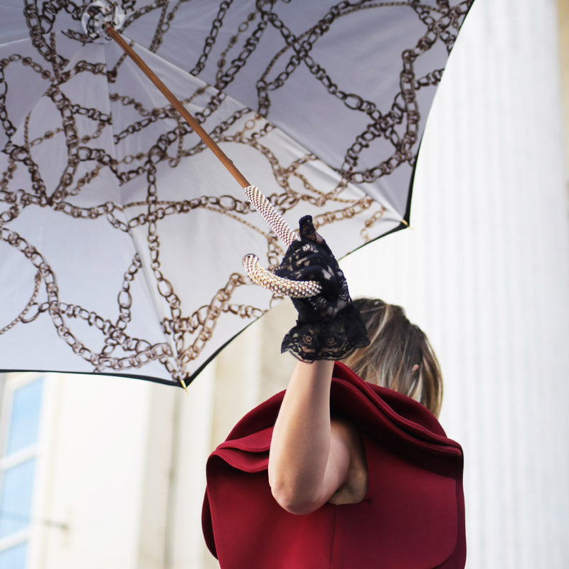 Black Umbrella with Chains Printed