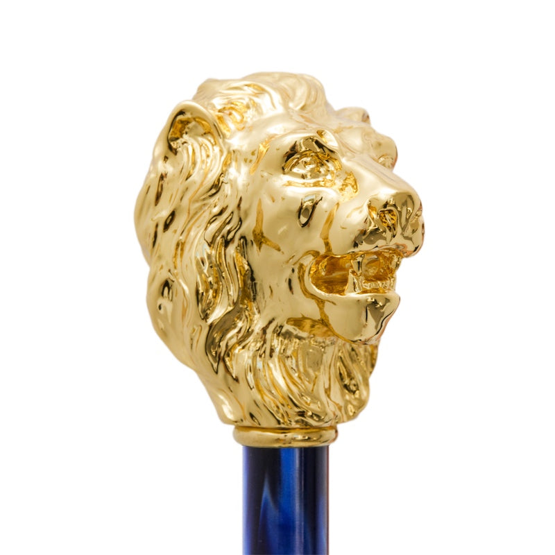 Blue Umbrella with Gold Lion Handle