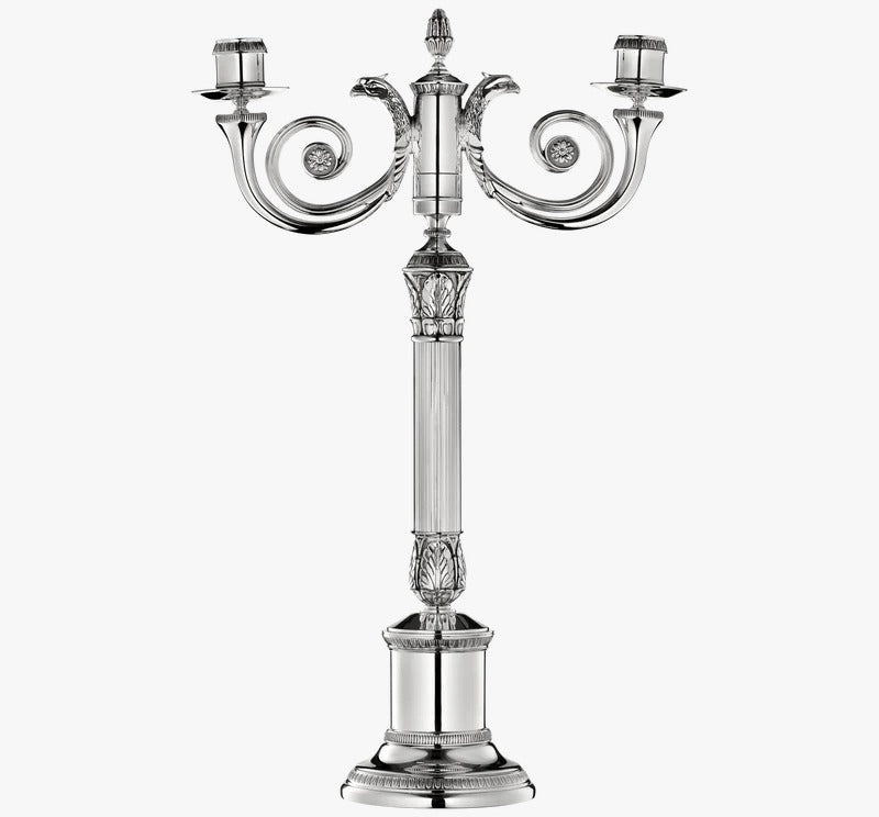 Malmaison- Silver Plated Two light candelabra