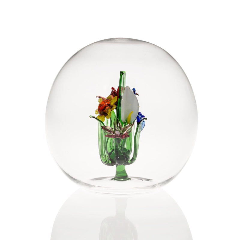 Mini Oasis Spheres with Flower Glass Sculpture