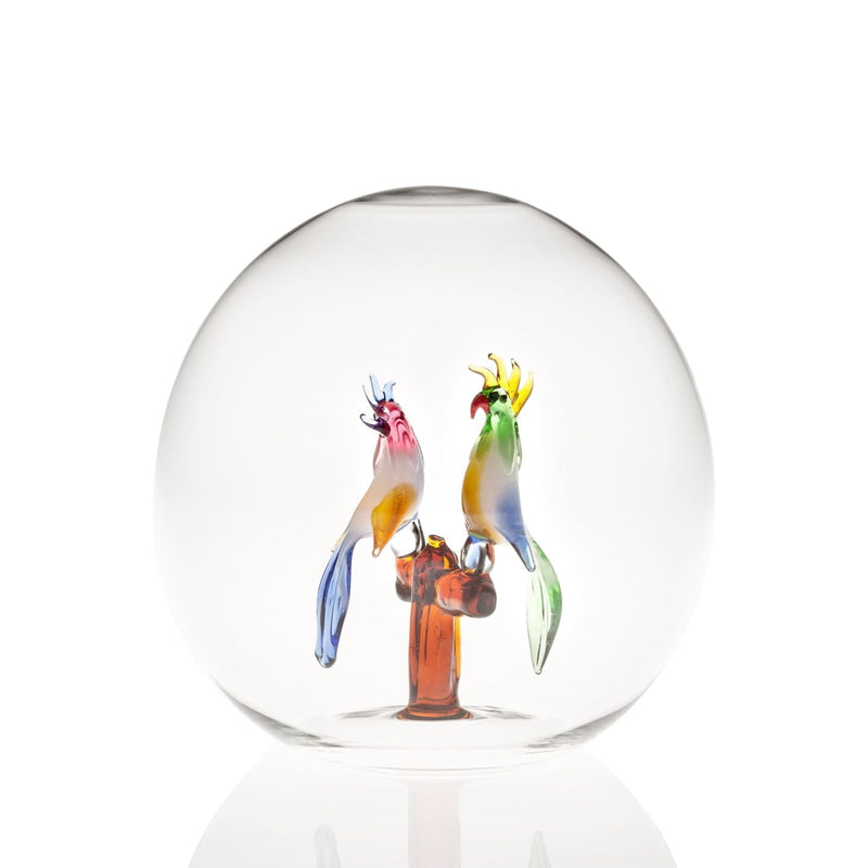 Mini Oasis Spheres with Parrot Glass Sculpture