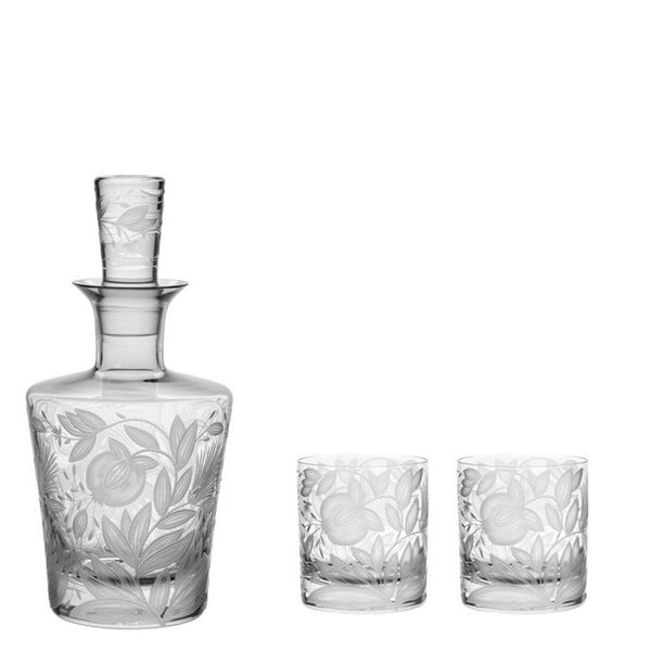 Verdure Barware Set of 3: Double Old Fashioned Pair & Decanter