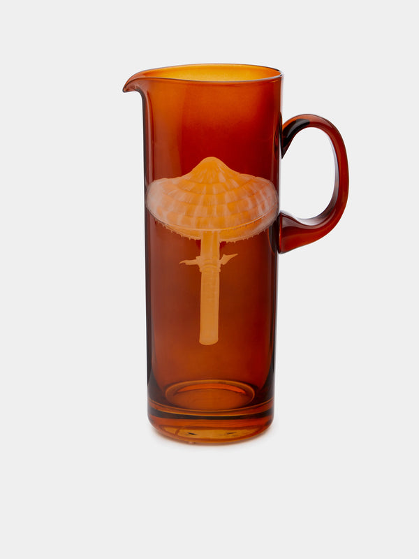 Mushroom Pitcher and Four Tumblers